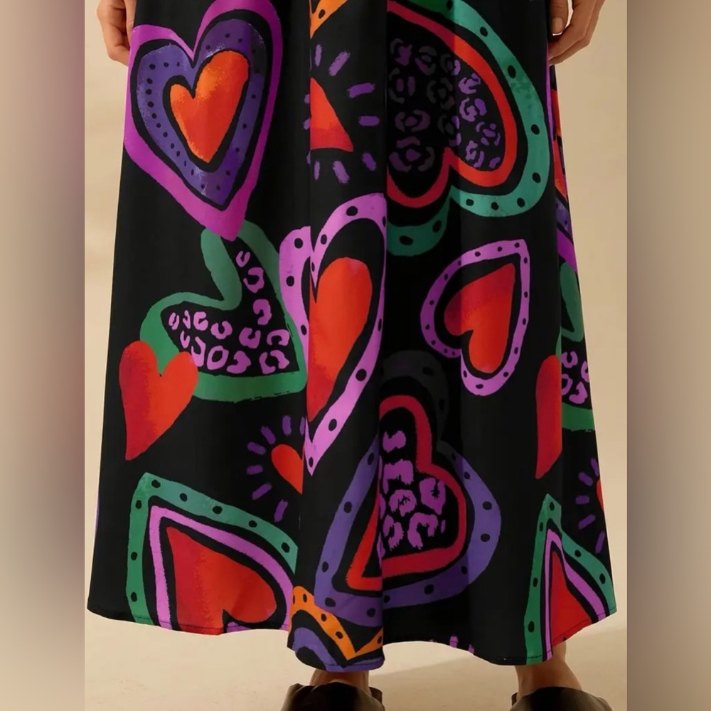 Colorful Heart Print Skirt Elastic High Waist New Boutique - Picture 4 of 5